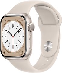 Image of Apple Watch Series 8 41 mm kast van sterrenlicht aluminium op beige geweven sportbandje [Wi-Fi] (Refurbished)