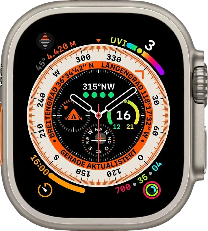 Apple Watch Ultra 49 mm Cassa in Titanio naturale [Wi-Fi + Cellulare]