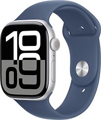 Apple Watch Series 10 46 mm Cassa in Alluminio Argento con Cinturino Sport M/L colore Denim [Wi-Fi]