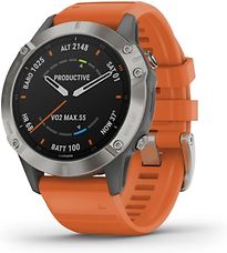 Garmin Fenix 6 Sapphire Titanium Grau-Silber/Orange