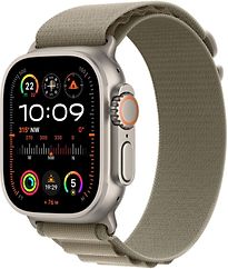 Image of Apple Watch Ultra 2 49 mm titanium kast zilver op Alpine-bandje Small olijfgroen [Wi-Fi + Cellular] (Refurbished)