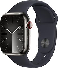 Apple Watch Series 9 Cassa in Acciaio inossidabile 41 mm color Grafite con Cinturino Sport  M/L Mezzanotte [Wi-Fi + Cellulare]