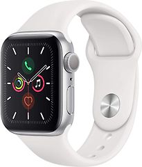 Image of Apple Watch Series 5 40 mm aluminium kast zilver op sportbandje wit [wifi] (Refurbished)