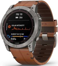 Garmin Fenix 7X 51 mm titanio con cinturino in pelle color marrone [Wi-Fi, Sapphire Solar Edition]
