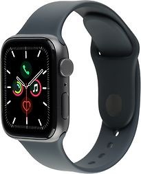 Image of Apple Watch SE 44 mm kast van spacegrijs aluminium met zwart sportbandje [wifi] (Refurbished)