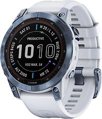 Garmin Fenix 7X 51 mm blu con cinturino in silicone color bianco [Wi-Fi, Sapphire Solar Edition]