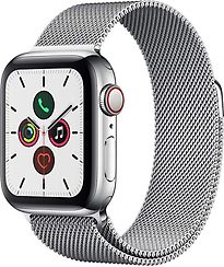 Apple Watch Series 5 40 mm Cassa in Acciaio Inossidabile argento con Loop in Maglia Milanese color argento [WiFi + cellulare]