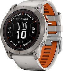Garmin Fenix 7X 51 mm grijs titanium met een grijs/oranje siliconen polsband [Pro Solar Edition] - refurbished
