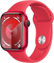 Image of Apple Watch Series 9 41 mm aluminium kast rood op sportbandje S/M rood [Wi-Fi + Cellular, (PRODUCT) RED Special Edition] (Refurbished)
