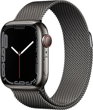 Apple Watch Series 7 45 mm Edelstahlgeh use graphit am Milanaise