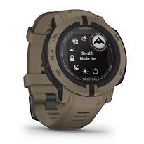 Garmin Instinct 2 Solar Tactical editie 45 mm bruin met een bruin siliconen polsband - refurbished