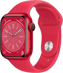 Image of Apple Watch Series 8 41 mm kast van rood aluminium op rood geweven sportbandje [Wi-Fi + Cellular, (PRODUCT) RED Special Edition] (Refurbished)