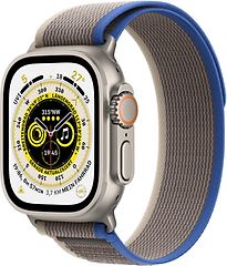 Image of Apple Watch Ultra 49 mm kast van titanium op Trail-bandje M/L blauw/grijs [Wi-Fi + Cellular] (Refurbished)