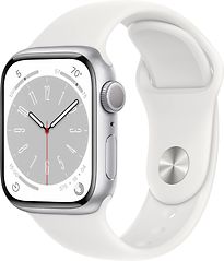 Apple Watch Series 8 45 mm Cassa in alluminio colore argento con Cinturino Sport bianco [Wi-Fi]
