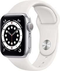 Image of Apple Watch Series 6 40 mm kast van zilver aluminium met wit sportbandje [wifi] (Refurbished)