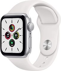 Apple Watch SE 40 mm Cassa in alluminio color argento con Cinturino Sport bianco [Wi-Fi]