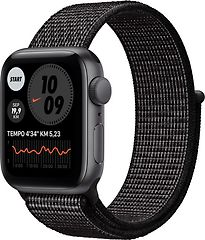 Apple Watch SE 44 mm Cassa in alluminio grigio siderale con Nike Sport Loop nero [Wi-Fi]