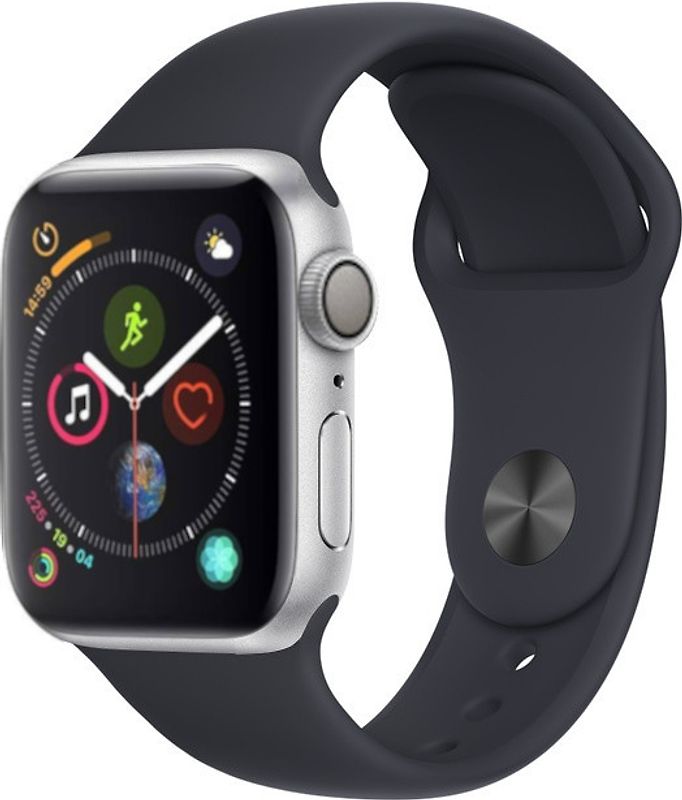 Refurbished Apple Watch Series 4 40 mm aluminium zilver met sportarmband wifi zwart kopen rebuy