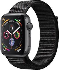 Image of Apple Watch Series 4 44 mm aluminium spacegrijs met geweven sportbandje [wifi] zwart (Refurbished)