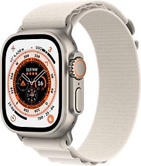 Image of Apple Watch Ultra 49 mm kast van titanium op Small sterrenlicht Alpine-bandje [Wi-Fi + Cellular] (Refurbished)
