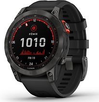 Garmin Fenix 7 47 Mm Gris Avec Bracelet En Silicone Noir [Wi-Fi, Solar Edition]