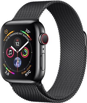 Ajuste sátira Tormenta Comprar Apple Watch Series 4 40mm caja de acero inoxidable en negro  espacial y pulsera Milanese Loop en el mismo tono [Wifi + Cellular] barato  reacondicionado | rebuy