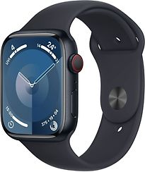 Image of Apple Watch Series 9 45 mm aluminium kast middernacht op sportbandje S/M middernacht [Wi-Fi + Cellular] (Refurbished)