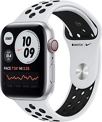 Image of Apple Watch Nike Series 6 44 mm kast van zilver aluminium met zilver/zwart sportbandje van Nike [wifi + cellular] (Refurbished)