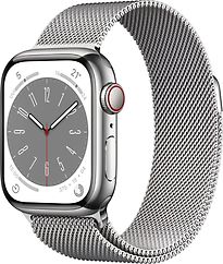Apple Watch Series 8 41 mm Cassa in acciaio inossidabile colore argento con Cinturino in maglia milanese color argento [Wi-Fi + Cellular]