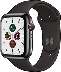 Apple Watch Series 5 44 mm Cassa in Acciaio Inossidabile nero siderale con Cinturino Sport color nero [WiFi + cellulare]