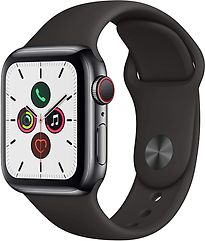 Image of Apple Watch Series 5 40 mm roestvrij stalen kast grafiet op sportbandje zwart [wifi + cellular] (Refurbished)