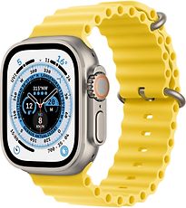 Apple Watch Ultra 49 mm Cassa in titanio colore argento con Cinturino Ocean giallo [Wi-Fi + Cellular]