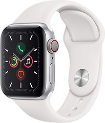 Image of Apple Watch Series 5 40 mm aluminium kast zilver op sportbandje wit [wifi + cellular] (Refurbished)