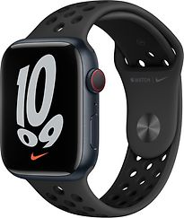 Image of Apple Watch Nike Series 7 45 mm kast van middernacht aluminium met grijs/zwart Nike sportbandje [wifi + cellular] (Refurbished)