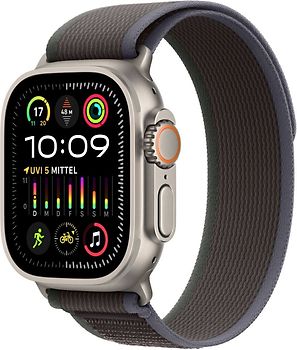 Apple Watch Ultra 2 Cassa in Titanio 49 mm color Naturale con Trail Loop M/L Blu/Nero [WiFi + cellulare]