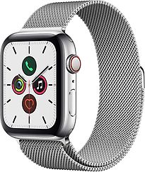 Image of Apple Watch Series 5 44 mm roestvrij stalen kast zilver op Milanees bandje zilver [wifi + cellular] (Refurbished)