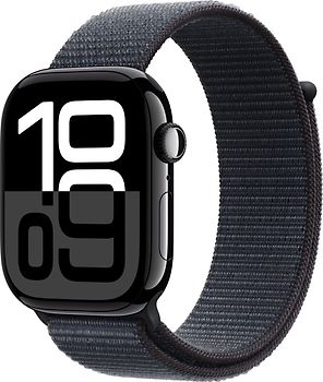 Apple Watch Series 10 46 mm Cassa in Alluminio Jet Black con Cinturino Sport Loop colore Inchiostro [Wi-Fi]
