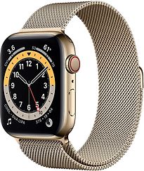 Apple Watch Series 6 44 mm Cassa in acciaio inossidabile oro con Loop in maglia milanese oro [Wi-Fi + Cellular]