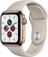 Image of Apple Watch Series 5 40 mm roestvrij stalen kast goud op sportbandje steen [wifi + cellular] (Refurbished)