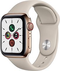 Apple Watch Series 5 40 mm Cassa in Acciaio Inossidabile oro con Cinturino Sport color grigio pietra [WiFi + cellulare]