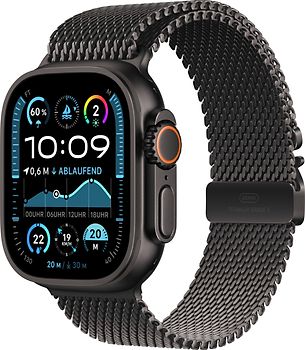 Apple Watch Ultra 2 49 mm Cassa in Titanio Nero con Cinturino Loop in Maglia Milanese Medium colore Nero [Wi-Fi + Cellulare]