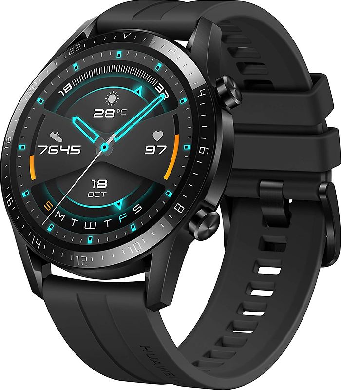 Rebuy Huawei Watch GT 2 46 mm zwart met siliconenarmband zwart aanbieding