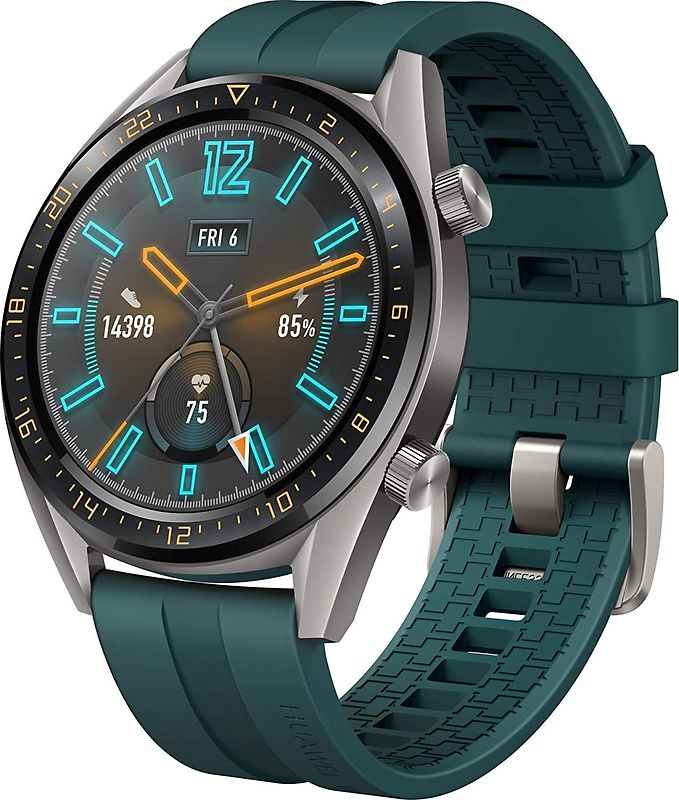 Rebuy Huawei Watch GT 46,5 mm grijs met siliconenarmband groen [active edition] aanbieding
