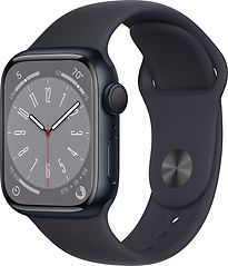 Image of Apple Watch Series 8 41 mm kast van middernact aluminium op zwart geweven sportbandje [Wi-Fi] (Refurbished)