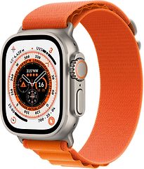 Image of Apple Watch Ultra 49 mm kast van titanium op Medium oranje Alpine-bandje [Wi-Fi + Cellular] (Refurbished)