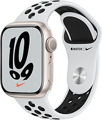 Apple Watch Nike Series 7 41 mm Cassa in alluminio color stella polare con Cinturino Nike Sport bianco/nero [Wi-Fi]