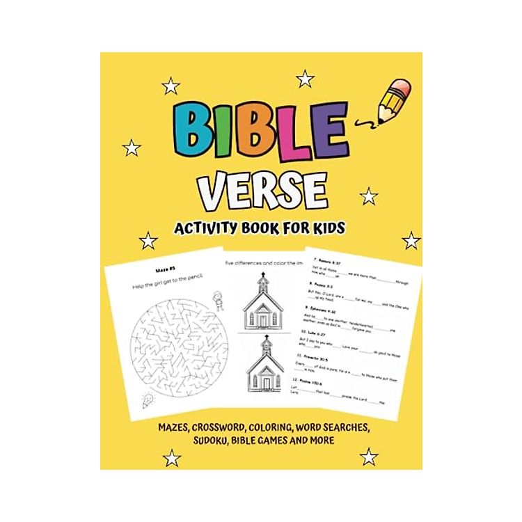 Bible Verse Activity Book for Kids: Coloring Word Search Mazes