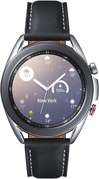 Image of Samsung Galaxy Watch3 41 mm roestvrijstalen behuizing zilver met zwarte leren polsband [Wifi + 4G] (Refurbished)
