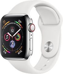 Apple Watch Series 4 40 mm cassa in acciaio inossidabile argento con Loop sportivo bianco [Wi-Fi + Cellular]