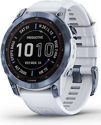Garmin Fenix 7 47 mm blu con cinturino in silicone color bianco [Wi-Fi, Sapphire Solar Edition]